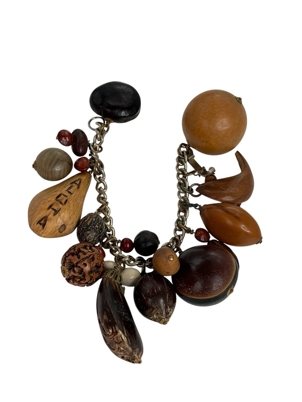 Vintage 50s/60s Hawaiian souvenir charm bracelet botanical earthy tropical